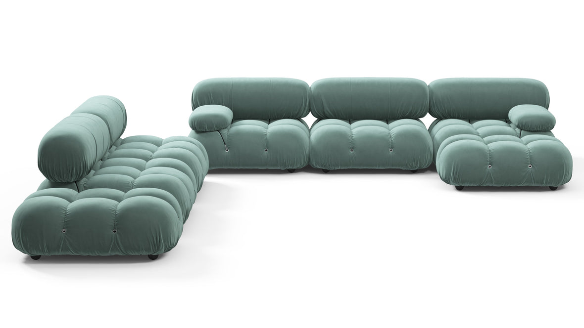 Belia - Belia Large Sectional, Left Corner, Jadeite Luxe Velvet