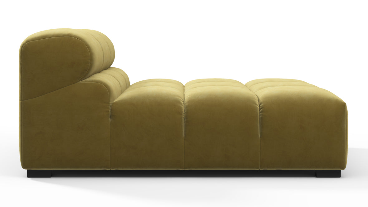 Tufted - Tufted Module, Armless Chaise, Olive Gold Velvet