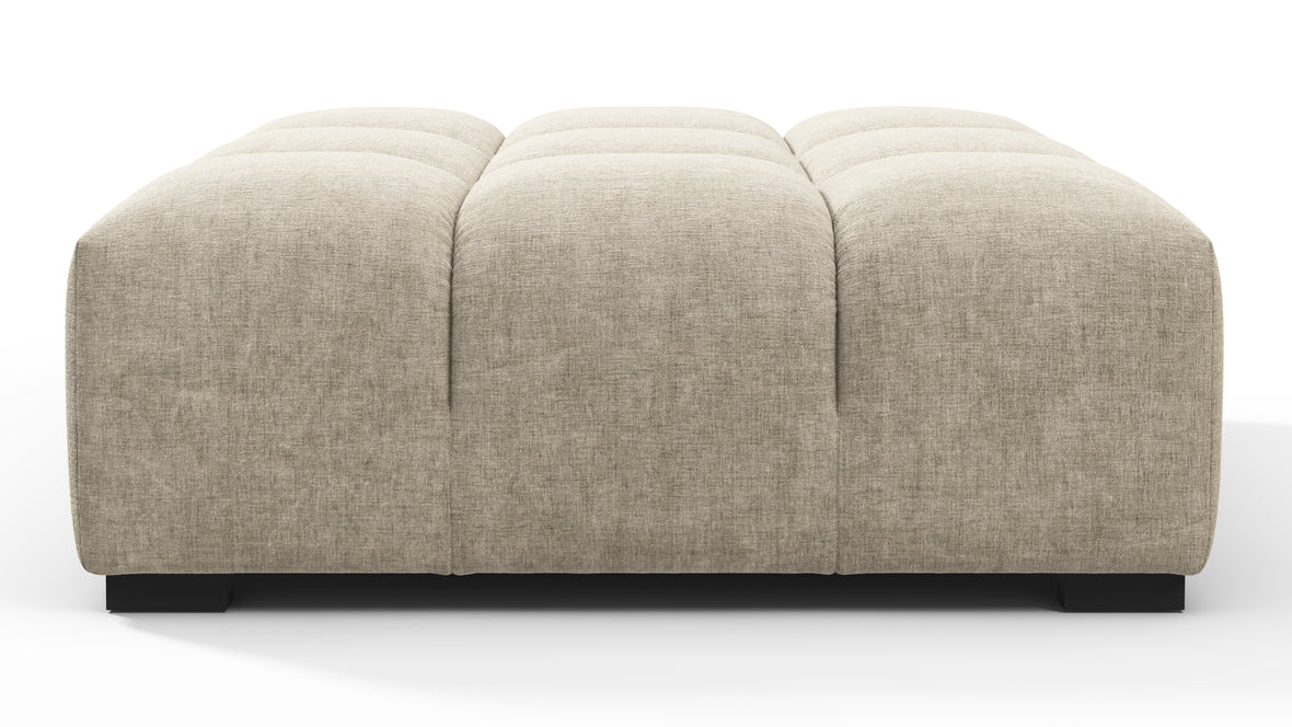 Tufted - Tufted Ottoman, Beige Gray Chenille