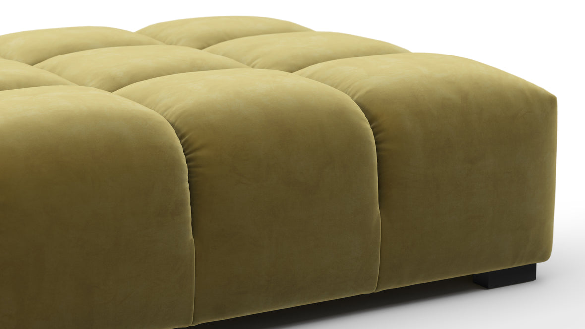 Tufted - Tufted Ottoman, Olive Gold Velvet