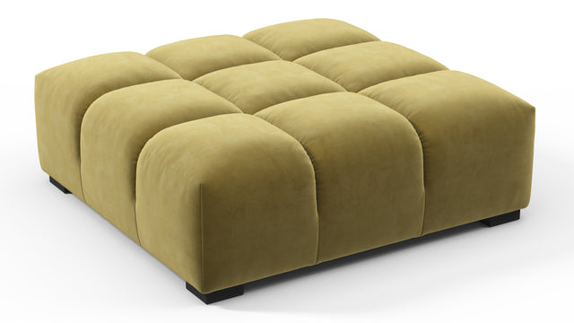 Tufted - Tufted Ottoman, Olive Gold Velvet