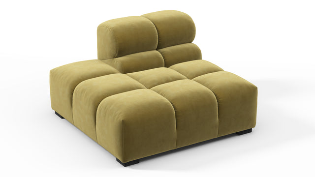 Tufted - Tufted Module, Left End, Armless, Olive Gold Velvet