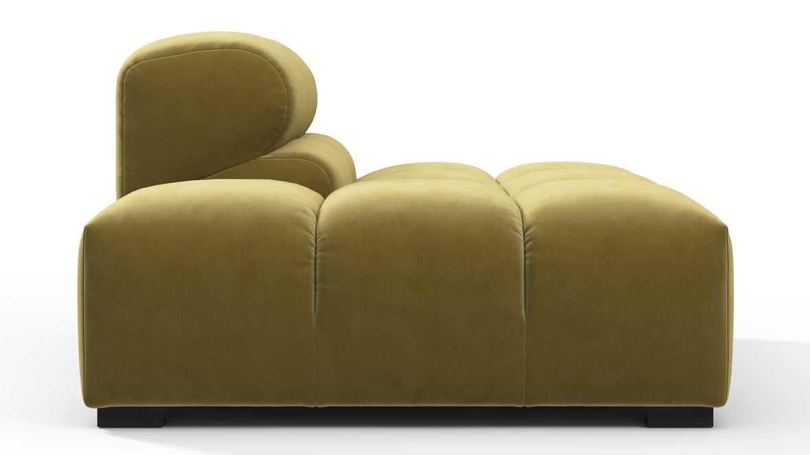 Tufted - Tufted Module, Left End, Armless, Olive Gold Velvet