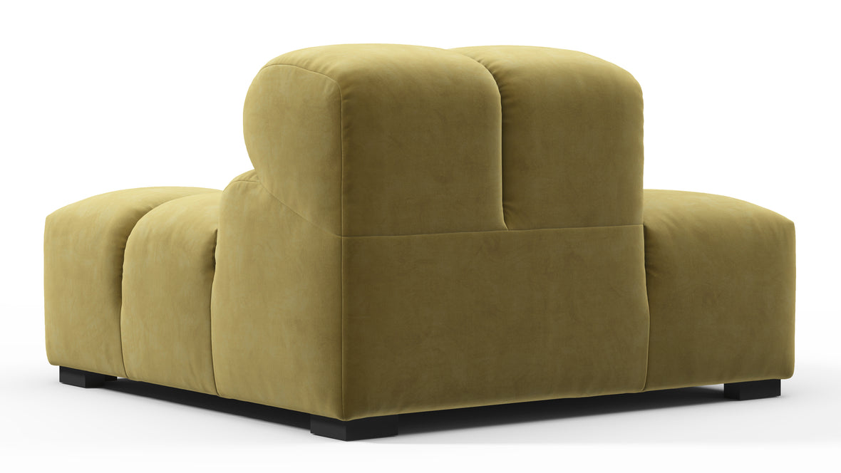 Tufted - Tufted Module, Left End, Armless, Olive Gold Velvet