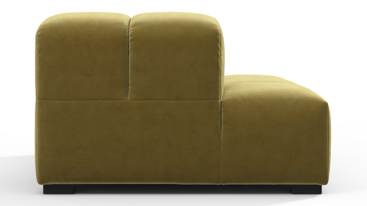 Tufted - Tufted Module, Left End, Armless, Olive Gold Velvet