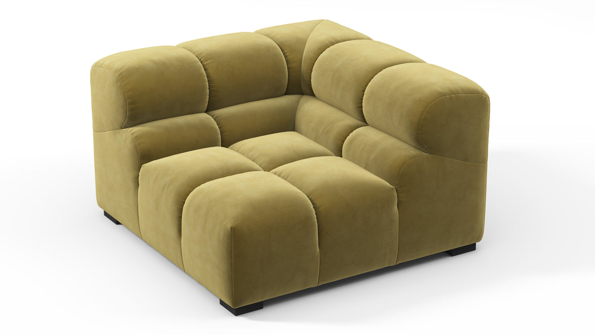 Tufted - Tufted Module, Right Corner, Olive Gold Velvet