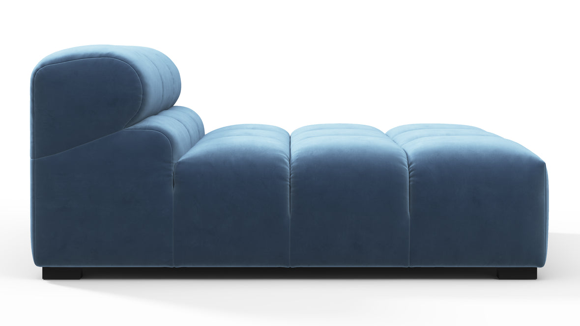 Tufted - Tufted Module, Armless Chaise, Aegean Blue Velvet