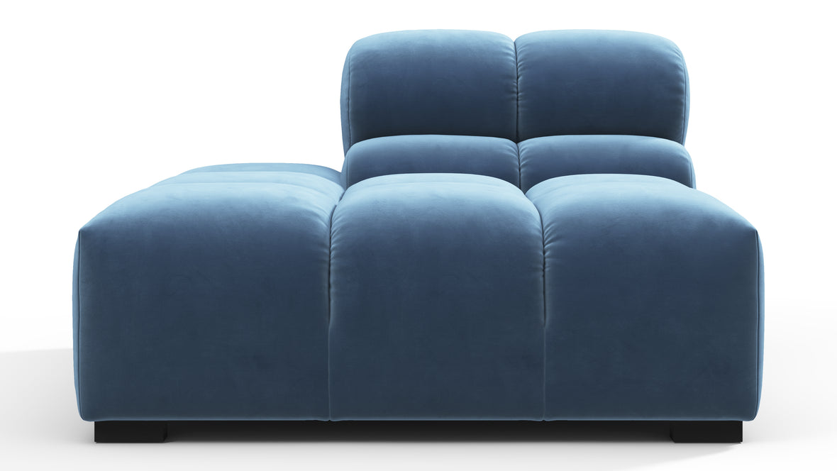 Tufted - Tufted Module, Left End, Armless, Aegean Blue Velvet