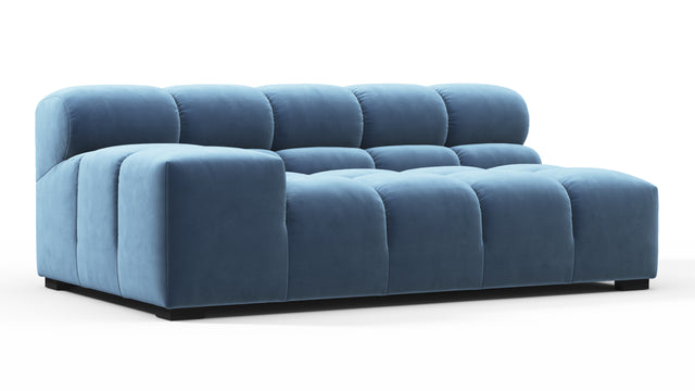 Tufted - Tufted Module, Extra Large Left Arm, Aegean Blue Velvet