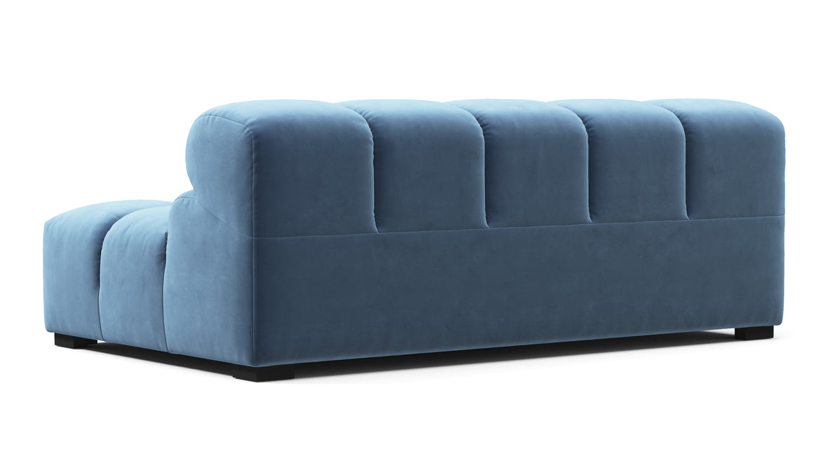 Tufted - Tufted Module, Extra Large Left Arm, Aegean Blue Velvet