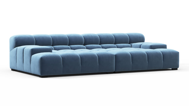 Tufted - Tufted Sectional, Extra Deep Sofa, Aegean Blue Velvet