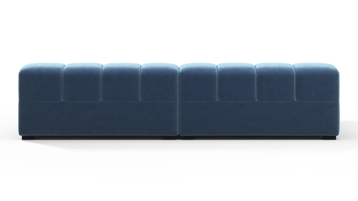Tufted - Tufted Sectional, Extra Deep Sofa, Aegean Blue Velvet