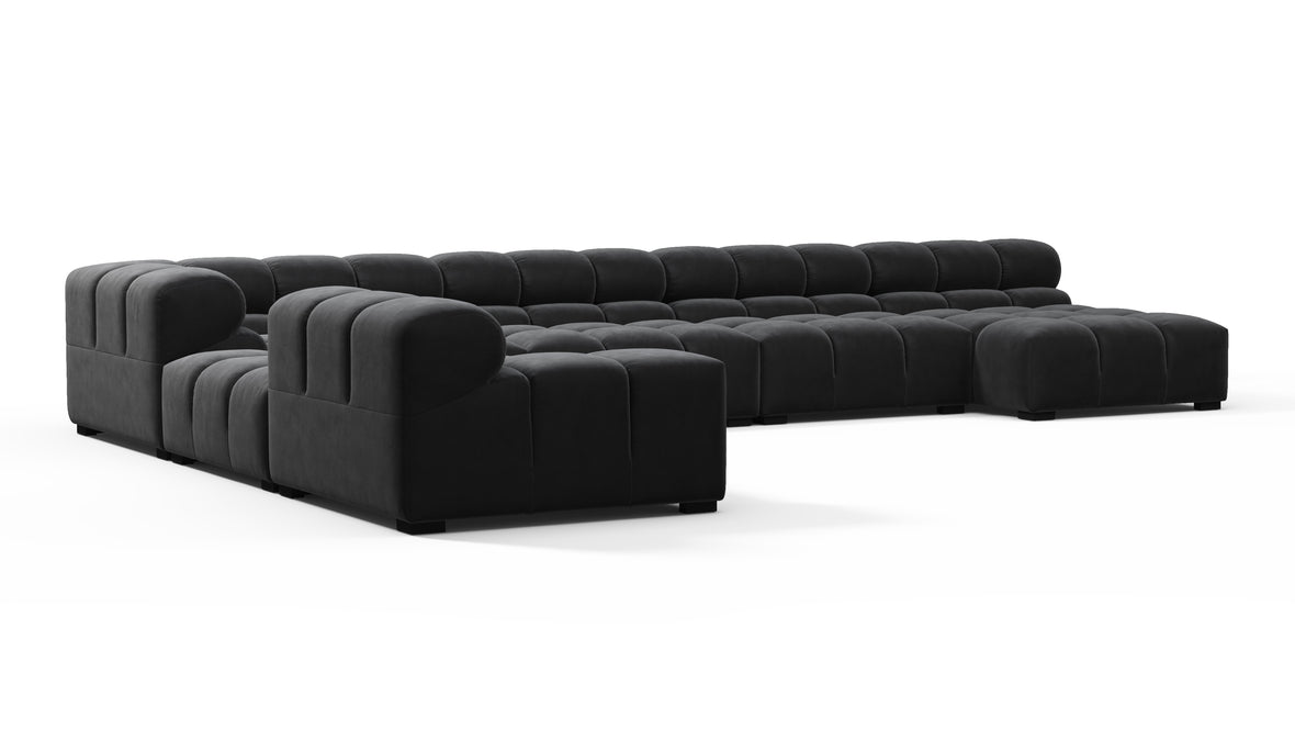 Tufted - Tufted Sectional, Extra Large Left Corner, Black Velvet