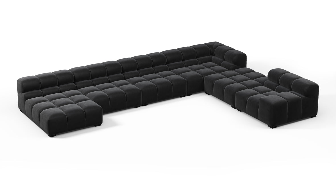 Tufted - Tufted Sectional, Extra Large Right Corner, Black Velvet