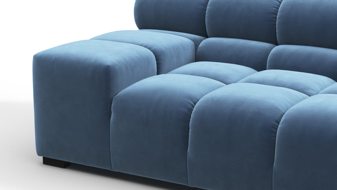 Tufted - Tufted Sectional, Extra Large Left Corner, Aegean Blue Velvet