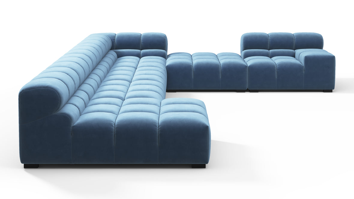 Tufted - Tufted Sectional, Extra Large Right Corner, Aegean Blue Velvet