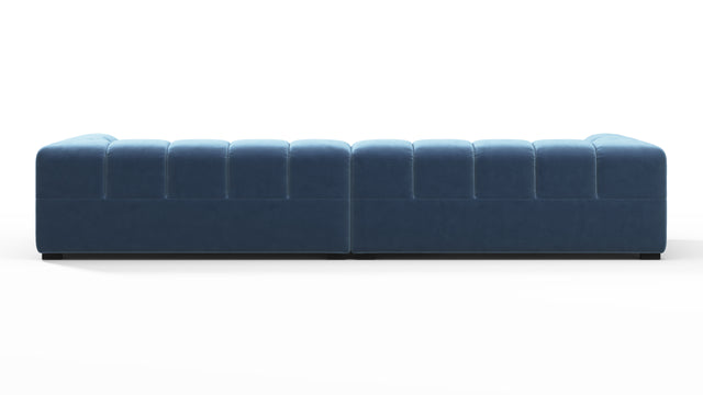Tufted - Tufted Sectional, Extra Large Sofa, Aegean Blue Velvet