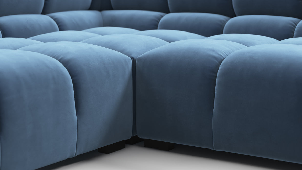 Tufted - Tufted Sectional, Large Left Corner, Aegean Blue Velvet