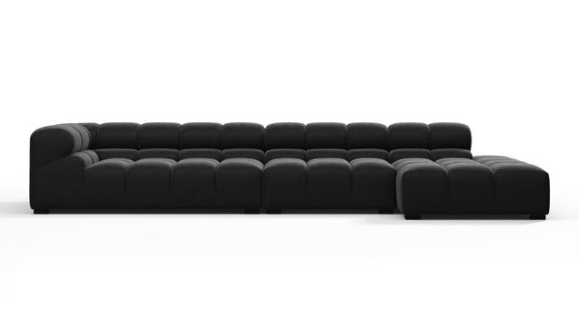 Tufted - Tufted Sectional, Large, Right Chaise, Black Velvet