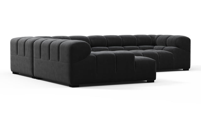 Tufted - Tufted Sectional, Left Corner, Black Velvet