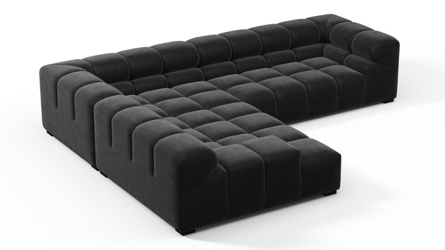 Tufted - Tufted Sectional, Left Corner, Black Velvet