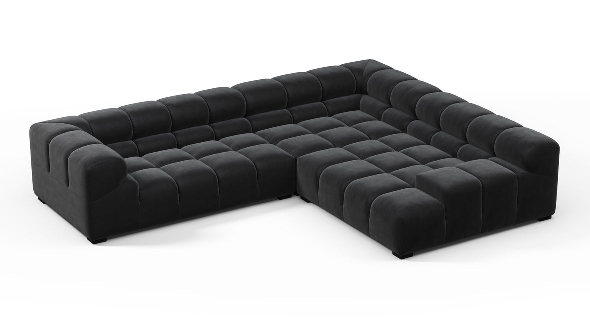 Tufted - Tufted Sectional, Right Corner, Black Velvet