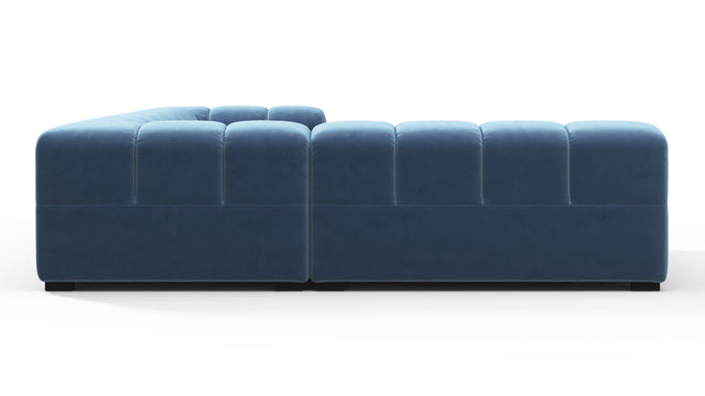 Tufted - Tufted Sectional, Left Corner, Aegean Blue Velvet