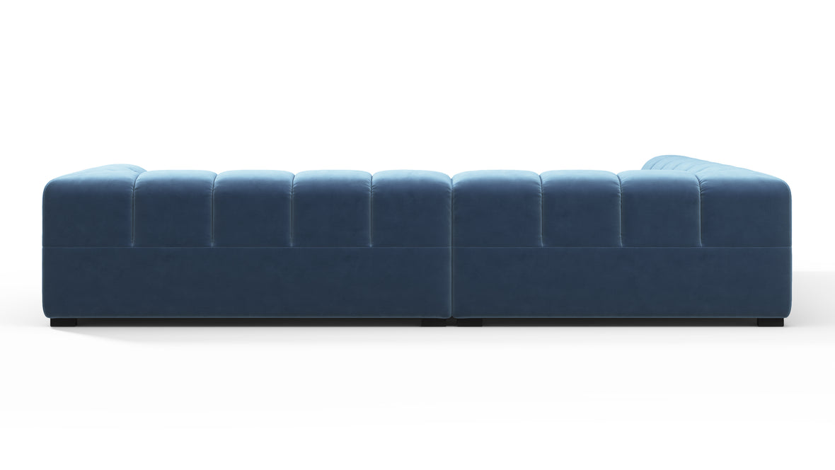 Tufted - Tufted Sectional, Left Corner, Aegean Blue Velvet