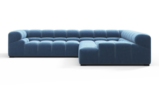 Tufted - Tufted Sectional, Right Corner, Aegean Blue Velvet