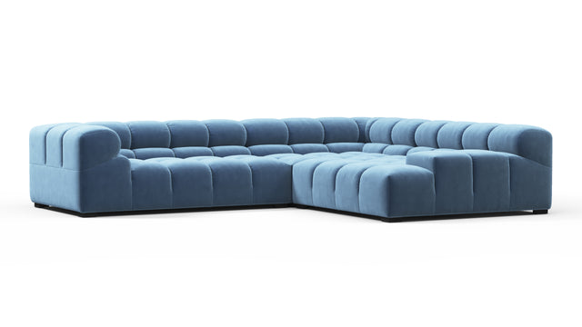 Tufted - Tufted Sectional, Right Corner, Aegean Blue Velvet