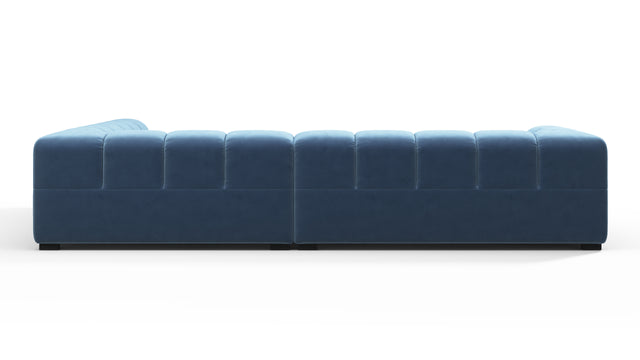 Tufted - Tufted Sectional, Right Corner, Aegean Blue Velvet