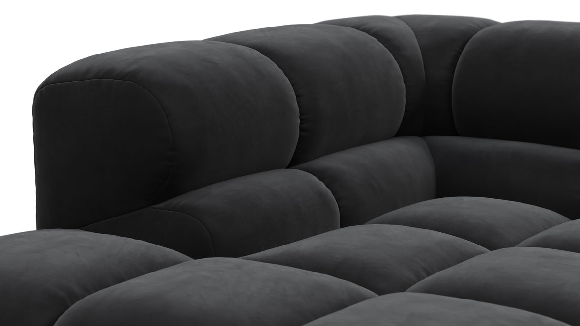 Tufted - Tufted Sectional, Small L, Left, Black Velvet