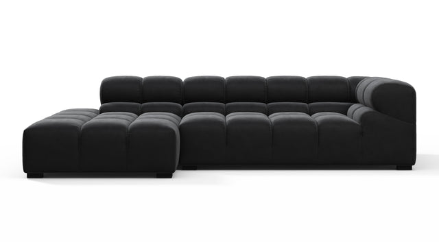 Tufted - Tufted Sectional, Small L, Left, Black Velvet