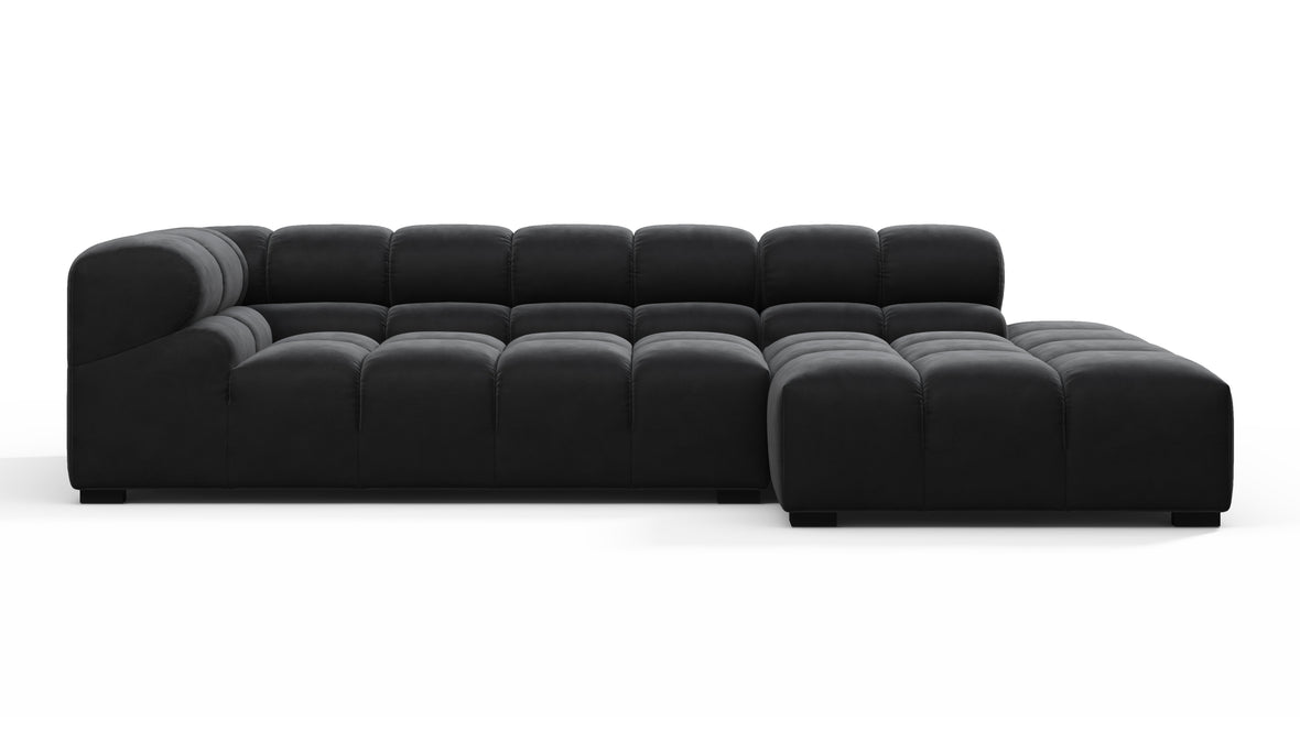 Tufted - Tufted Sectional, Small L, Right, Black Velvet