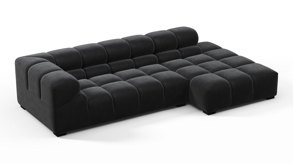 Tufted Sectional, Small L, Right, Black Velvet | Interior Icons