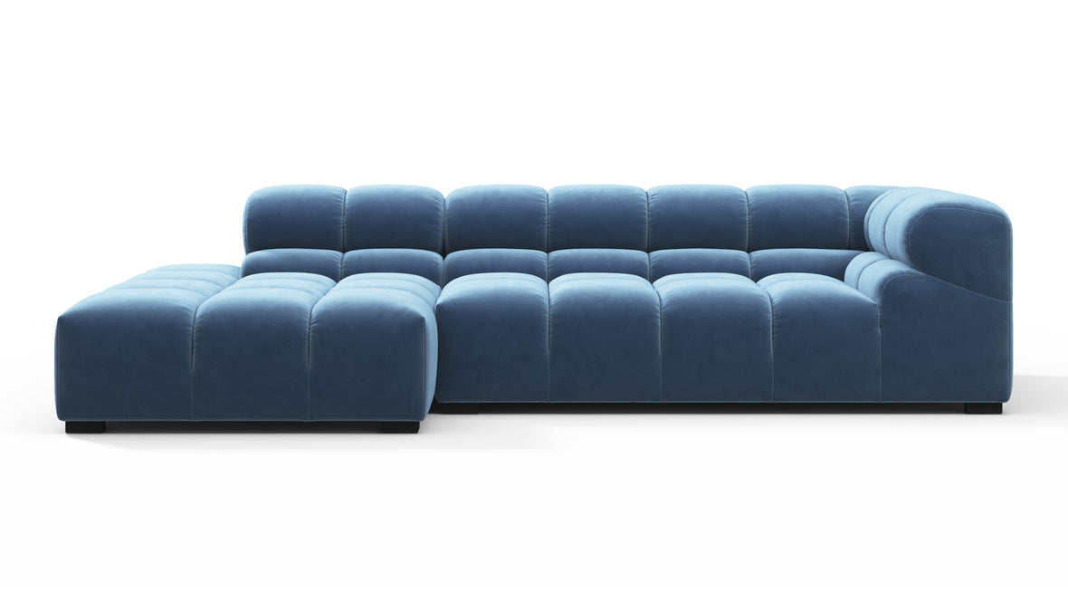 Tufted - Tufted Sectional, Small L, Left, Aegean Blue Velvet