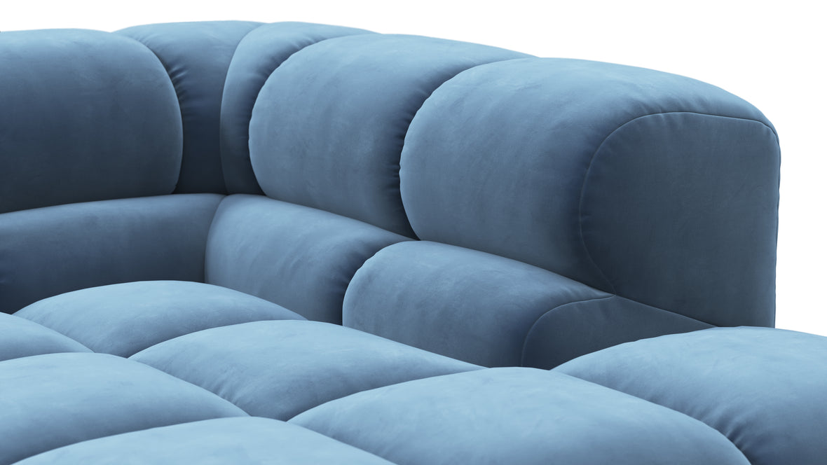 Tufted - Tufted Sectional, Small L, Right, Aegean Blue Velvet