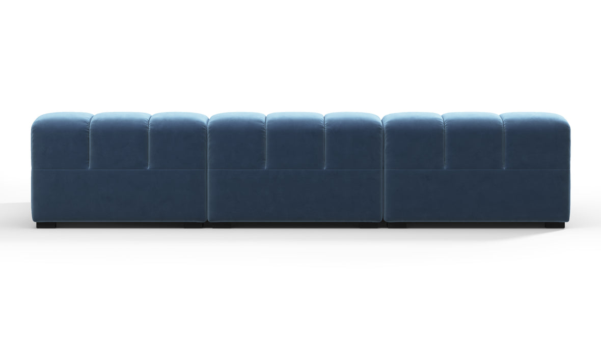 Tufted - Tufted Sectional, Small, Right Chaise, Aegean Blue Velvet