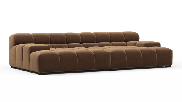 Tufted - Tufted Sectional, Extra Deep Sofa, Mocha Velvet