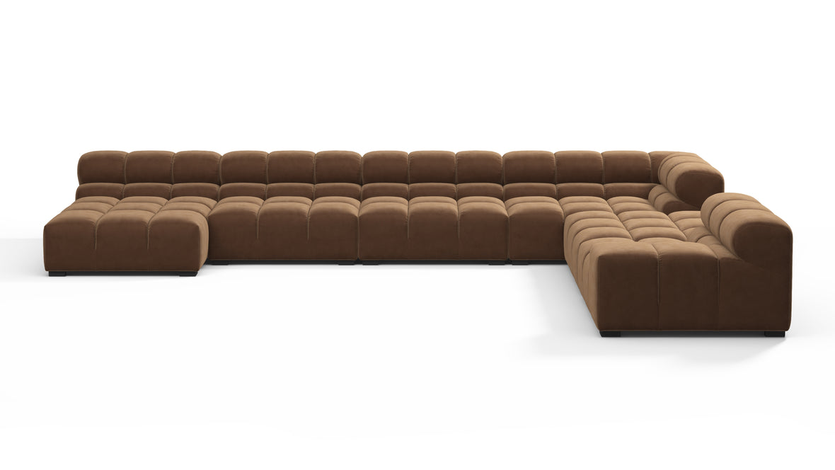 Tufted - Tufted Sectional, Extra Large Right Corner, Mocha Velvet