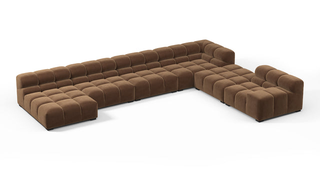 Tufted - Tufted Sectional, Extra Large Right Corner, Mocha Velvet