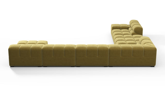 Tufted - Tufted Sectional, Extra Large Left Corner, Olive Gold Velvet