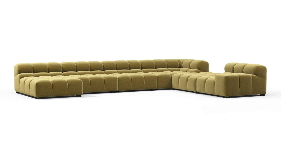 Tufted - Tufted Sectional, Extra Large Right Corner, Olive Gold Velvet