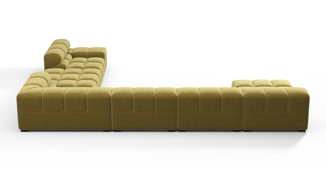 Tufted - Tufted Sectional, Extra Large Right Corner, Olive Gold Velvet