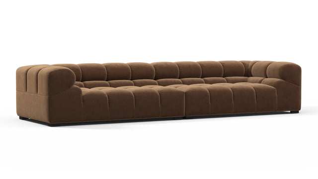 Tufted - Tufted Sectional, Extra Large Sofa, Mocha Velvet