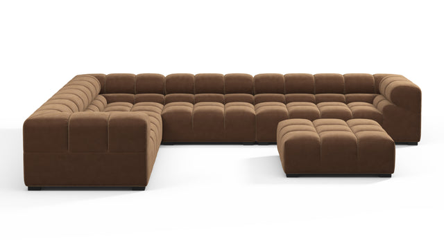 Tufted - Tufted Sectional, Large Left Corner, Mocha Velvet