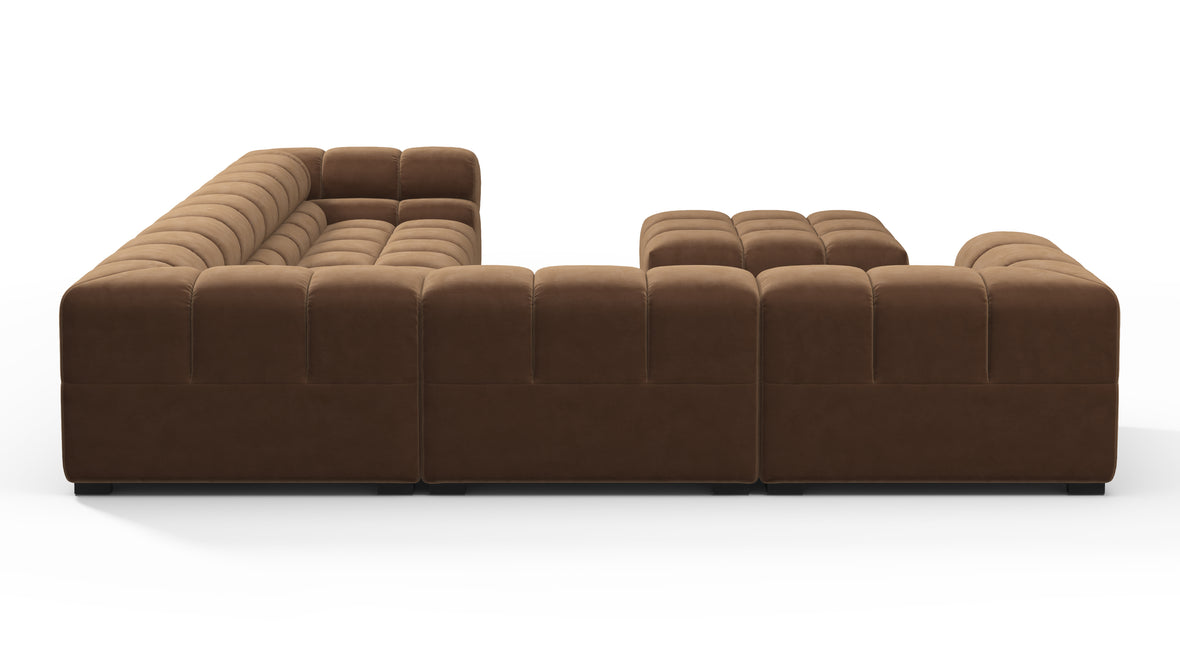 Tufted - Tufted Sectional, Large Left Corner, Mocha Velvet