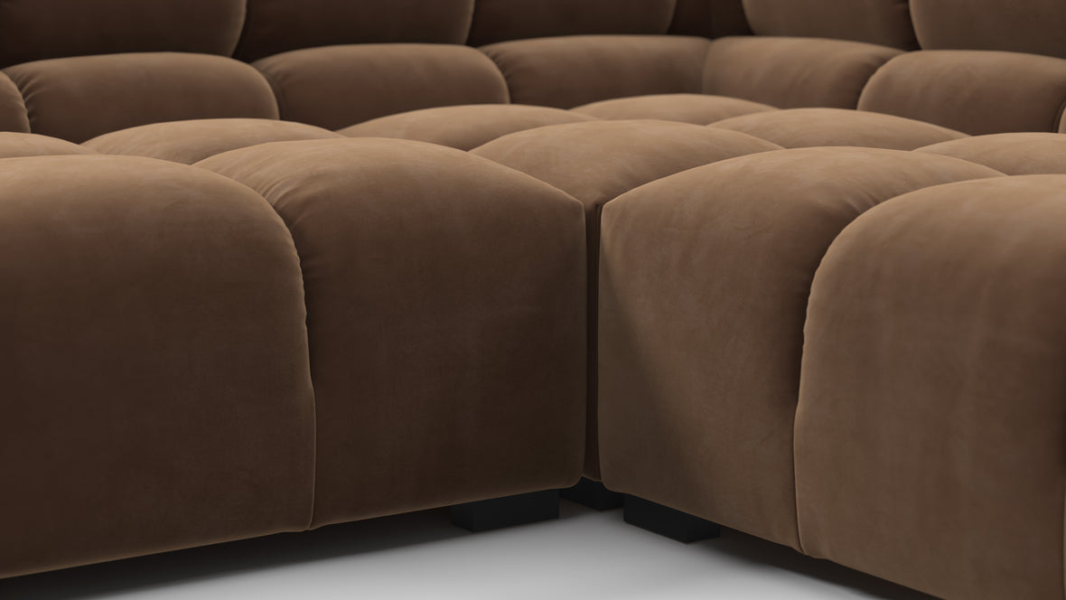 Tufted - Tufted Sectional, Large Right Corner, Mocha Velvet