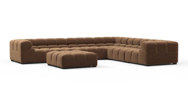 Tufted - Tufted Sectional, Large Right Corner, Mocha Velvet