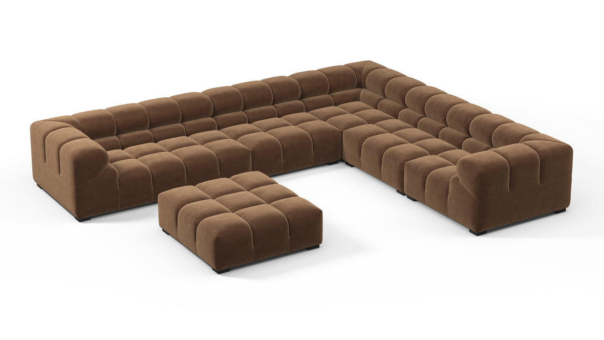 Tufted - Tufted Sectional, Large Right Corner, Mocha Velvet